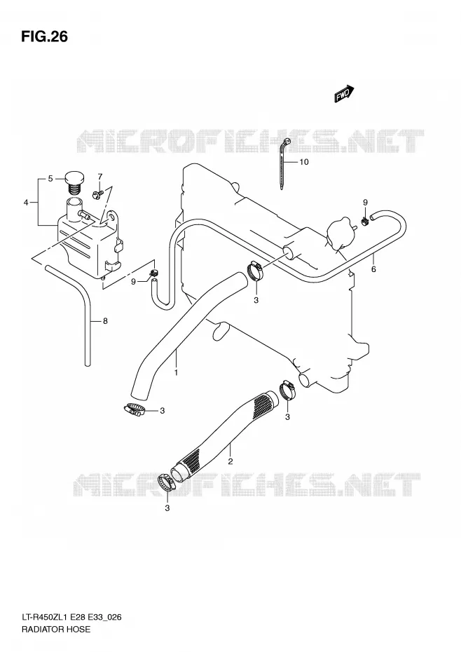 RADIATOR HOSE - EXPANSION TANK Suzuki QUAD 450 QUADRACER 2011  LT-R450L1(E28/E33)