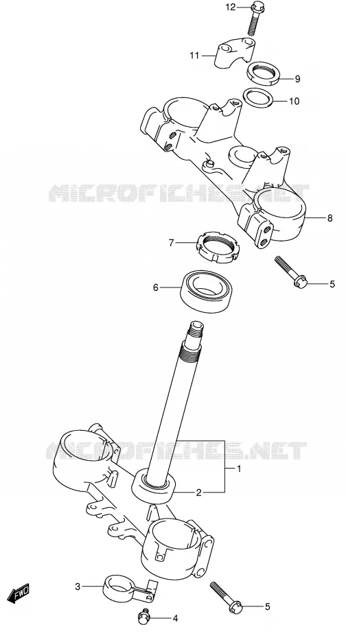 STEERING COLUMN (MODEL K1) Suzuki MOTO 125 RM 2002  RM125K2(E2)