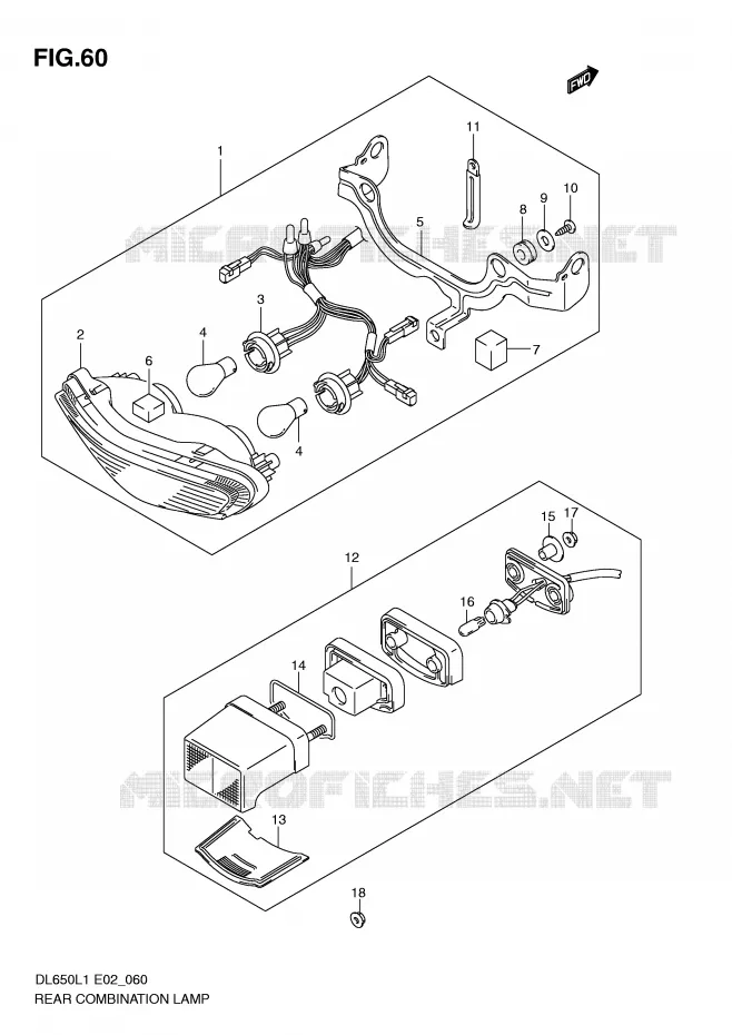 TAIL LIGHT Suzuki MOTO 650 V-STROM 2011  DL650L1(E2)
