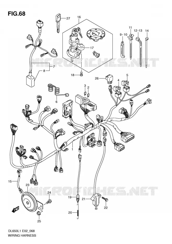 WIRING HARNESS (DL650AUEL1 E19) Suzuki MOTO 650 V-STROM 2011  DL650AL1(E2)