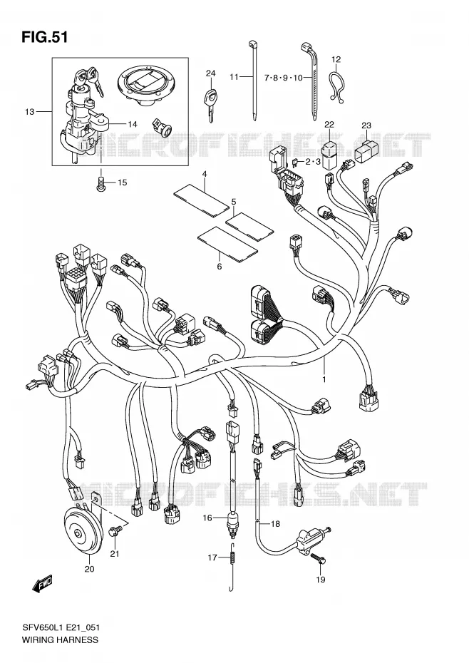 WIRING HARNESS (SFV650L1 E21) Suzuki MOTO 650 GLADIUS 2011  SFV650AL1(E21)