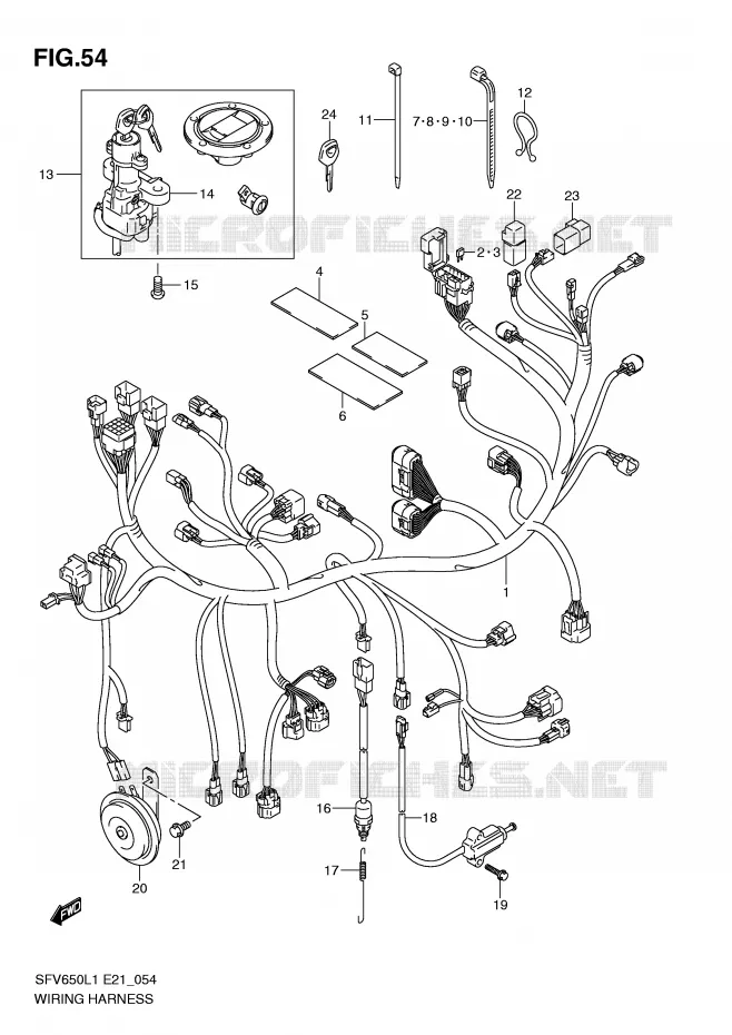 WIRING HARNESS (SFV650UL1 E21) Suzuki MOTO 650 GLADIUS 2011  SFV650UAL1(E21)