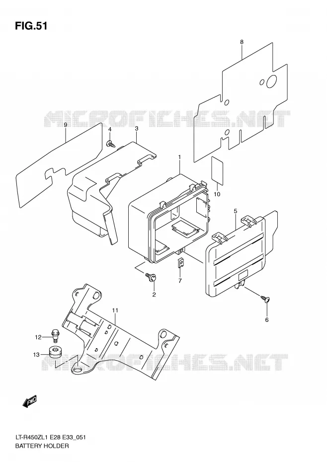 BATTERY HOLDER Suzuki QUAD 450 QUADRACER 2011  LT-R450ZL1(E28/E33)