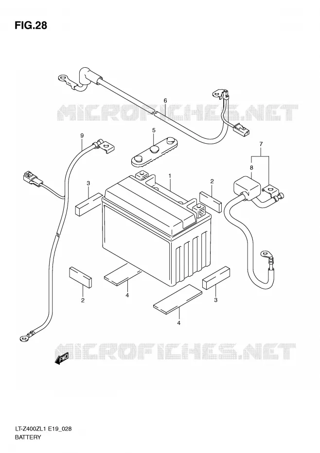 BATTERY Suzuki QUAD 400 QUADSPORT 2011  LT-Z400ZL1(E19)