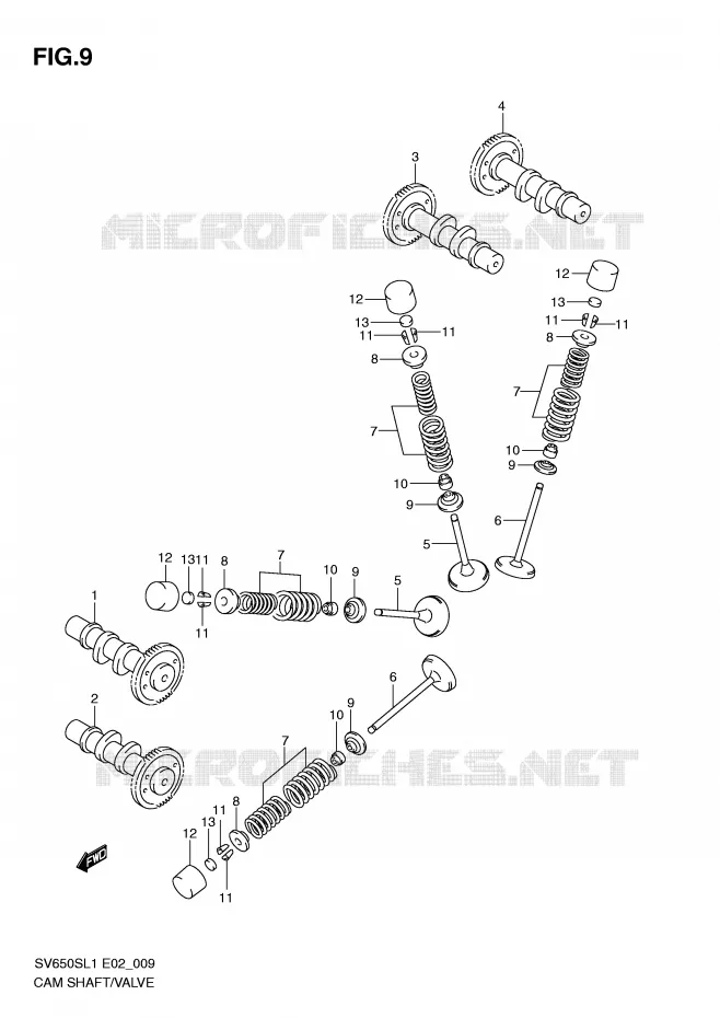 CAMSHAFT - VALVES Suzuki MOTO 650 SV 2011  SV650SL1(E2)