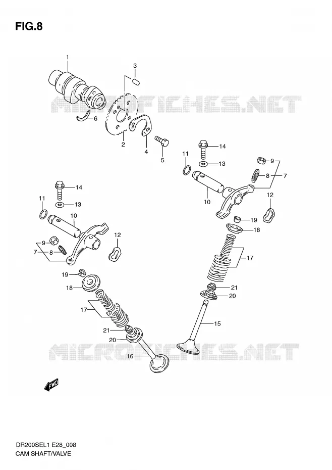 CAMSHAFT/VALVE Suzuki MOTO 200 DR 2011  DR200SEL1(E28)