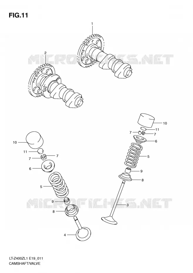 CAMSHAFT/VALVE Suzuki QUAD 400 QUADSPORT 2011  LT-Z400L1(E19)