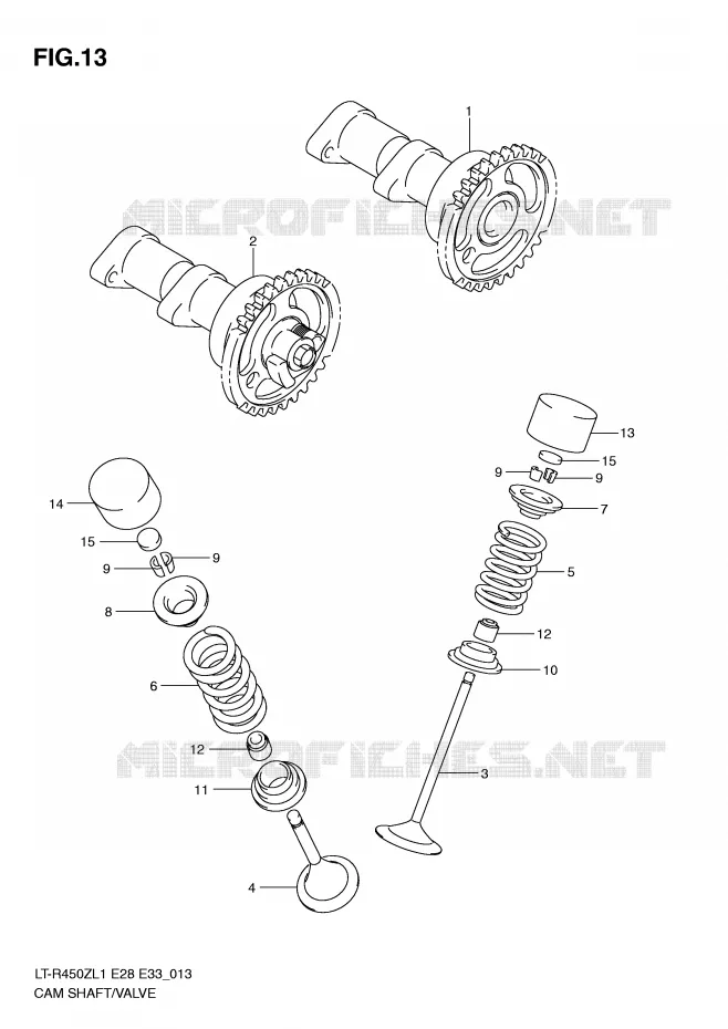 CAMSHAFT/VALVE Suzuki QUAD 450 QUADRACER 2011  LT-R450ZL1(E28/E33)