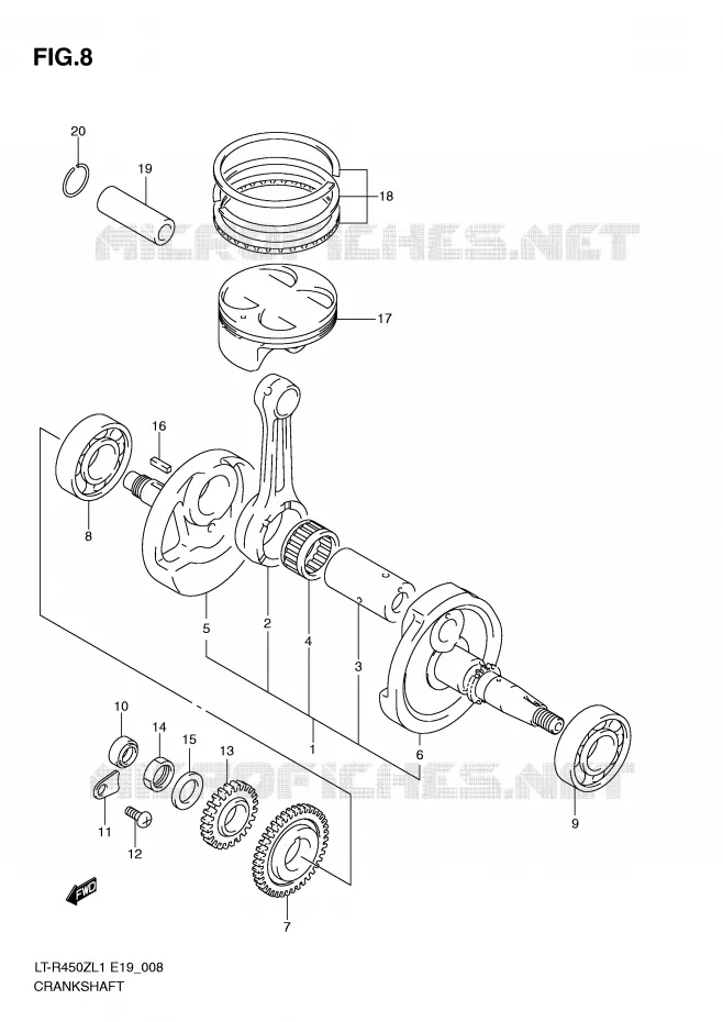 CRANKSHAFT (LT-R450ZL1 E19) Suzuki QUAD 450 QUADRACER 2011  LT-R450L1(E19)