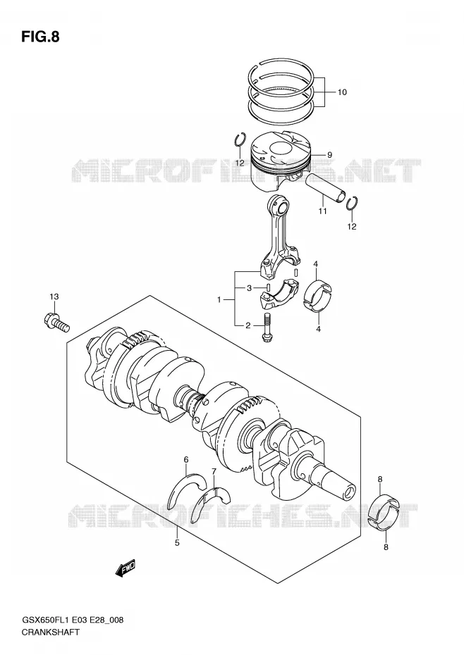 CRANKSHAFT Suzuki MOTO 650 GSX-F 2011  GSX650FAL1(E3/E28)