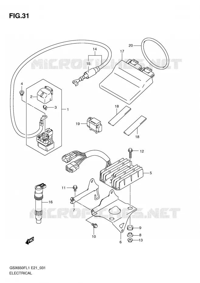 ELECTRICAL (GSX650FUAL1 E21) Suzuki MOTO 650 GSX-F 2011  GSX650FUL1(E21)