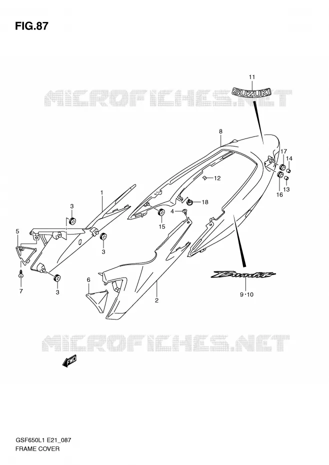 FAIRING (GSF650L1 E21) Suzuki MOTO 650 BANDIT 2011  GSF650SUL1(E21)