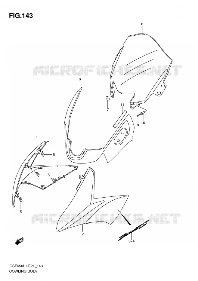 FAIRING (GSF650SL1 E21) Suzuki MOTO 650 BANDIT 2011  GSF650UAL1(E21)