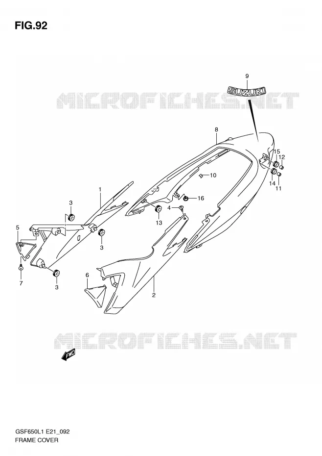 FAIRING (GSF650SUL1 E21) Suzuki MOTO 650 BANDIT 2011  GSF650L1(E21)