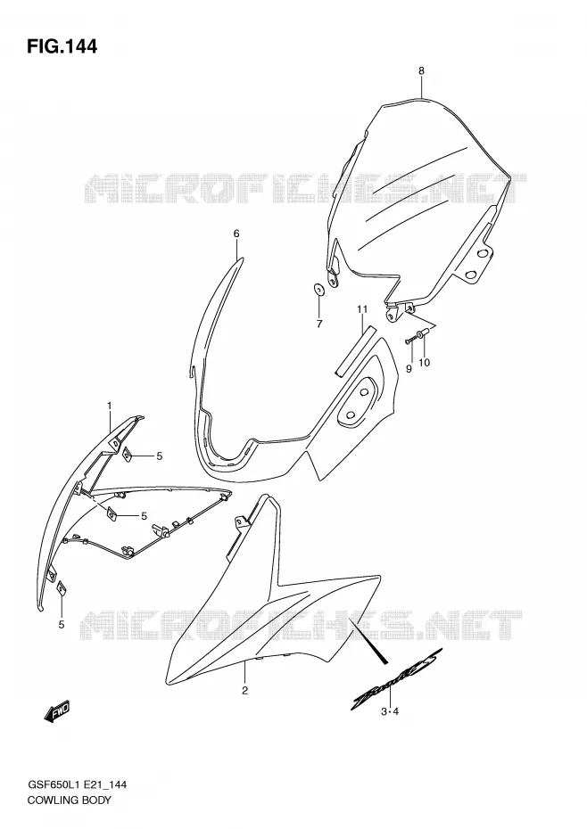 FAIRING (GSF650SUL1 E21) Suzuki MOTO 650 BANDIT 2011  GSF650SAL1(E21)