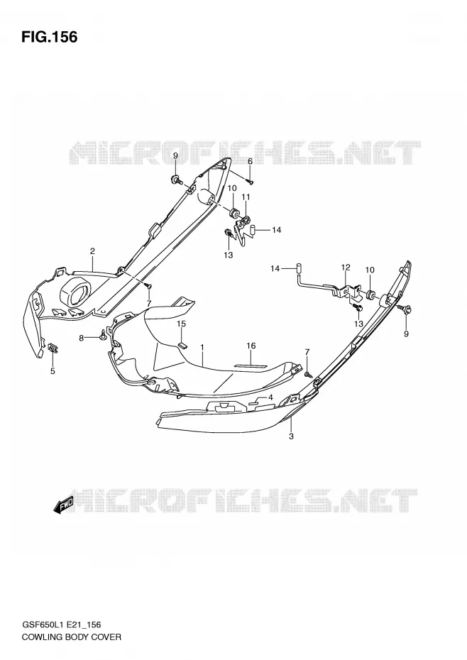 FAIRING (GSF650SUL1 E21) Suzuki MOTO 650 BANDIT 2011  GSF650SUL1(E21)