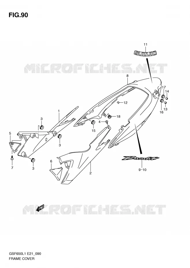 FAIRING (GSF650UAL1 E21) Suzuki MOTO 650 BANDIT 2011  GSF650UL1(E21)
