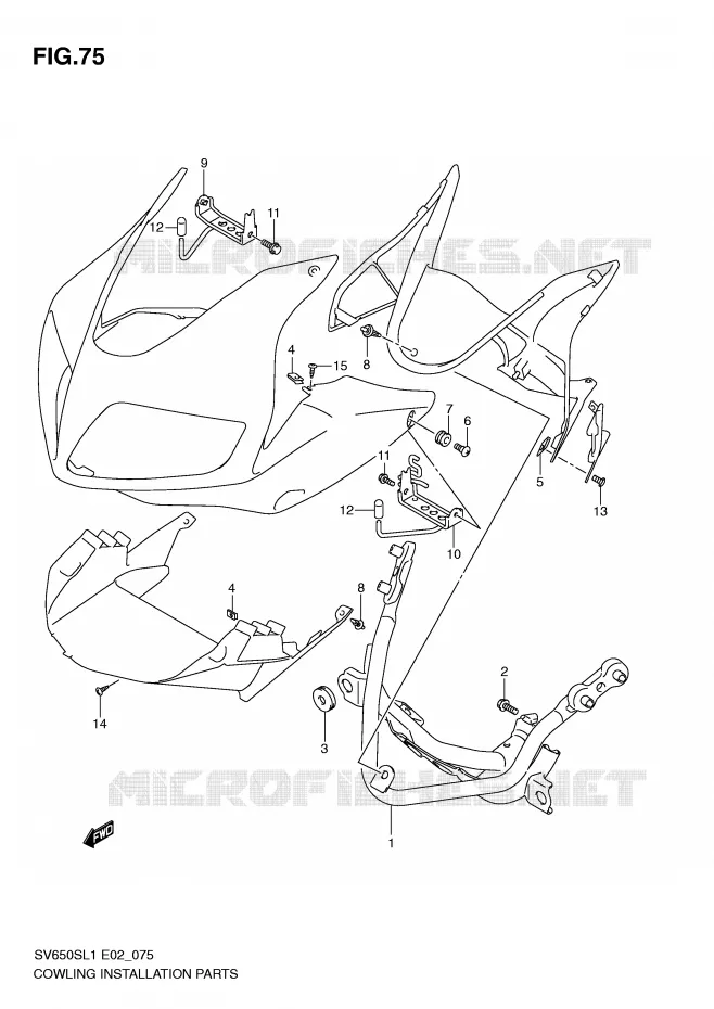 FAIRING INSTALLATION PARTS Suzuki MOTO 650 SV 2011  SV650SUL1(E2)