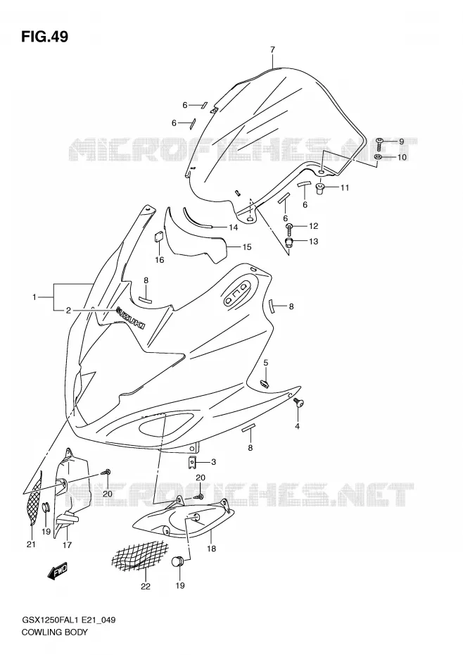 FAIRING Suzuki MOTO 1250 GSX-F 2011  GSX1250FAL1(E21)