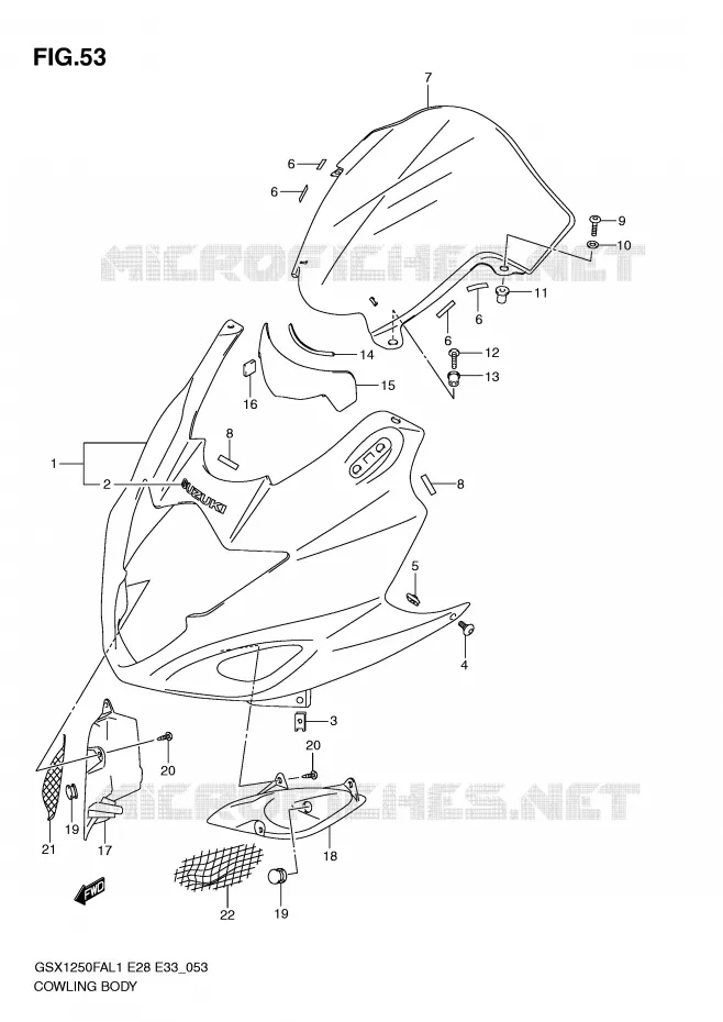 FAIRING Suzuki MOTO 1250 GSX-F 2011  GSX1250FAL1(E28)