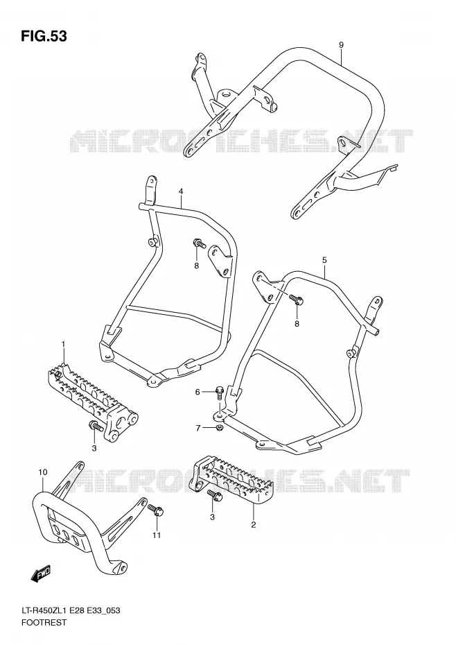FOOTREST (LT-R450ZL1 E28) Suzuki QUAD 450 QUADRACER 2011  LT-R450ZL1(E28/E33)