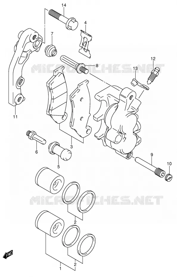 FRONT CALIPER Suzuki MOTO 125 RM 2002  RM125K2(E2)