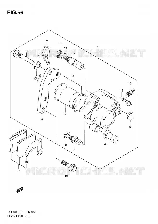 FRONT CALIPER Suzuki MOTO 200 DR 2011  DR200SEL1(E6)
