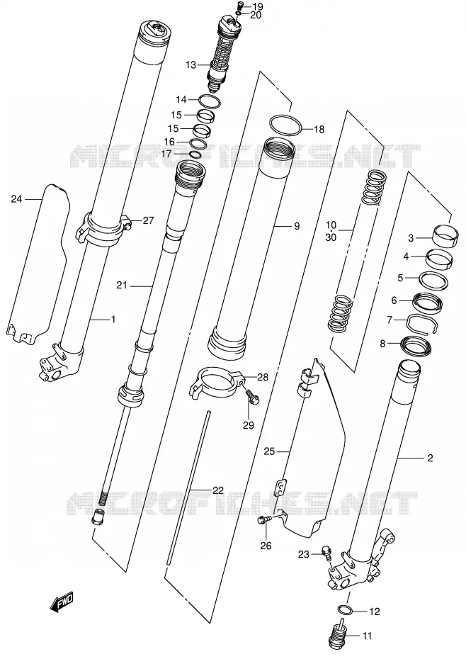 FRONT FORK (MODEL K1) Suzuki MOTO 125 RM 2001  RM125K1(E2)