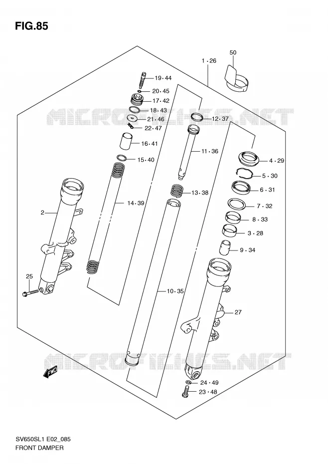 FRONT FORK (SV650SL1 E2) Suzuki MOTO 650 SV 2011  SV650SL1(E2)