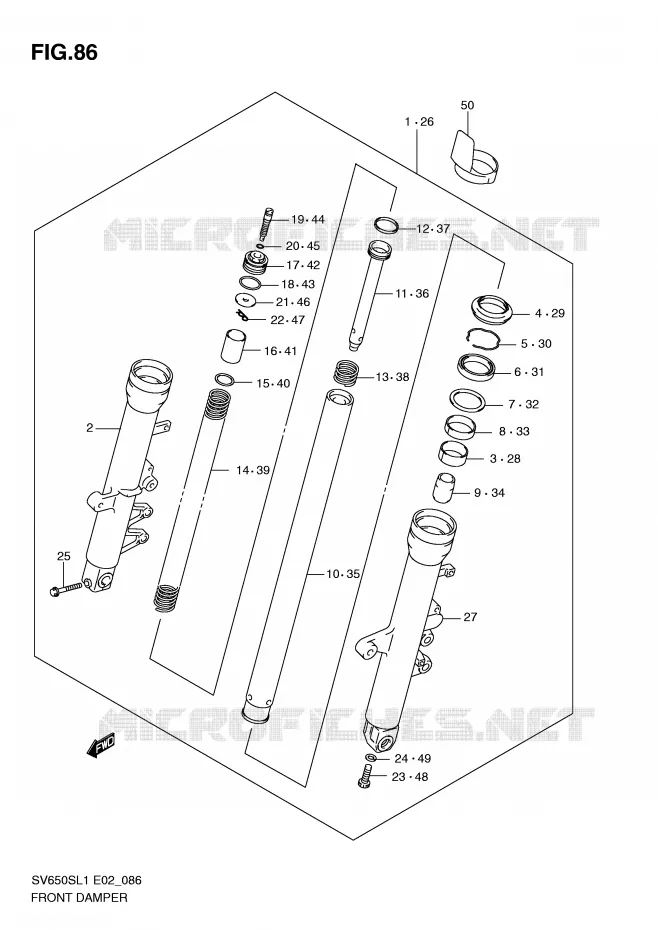FRONT FORK (SV650SL1 E24) Suzuki MOTO 650 SV 2011  SV650SL1(E2)