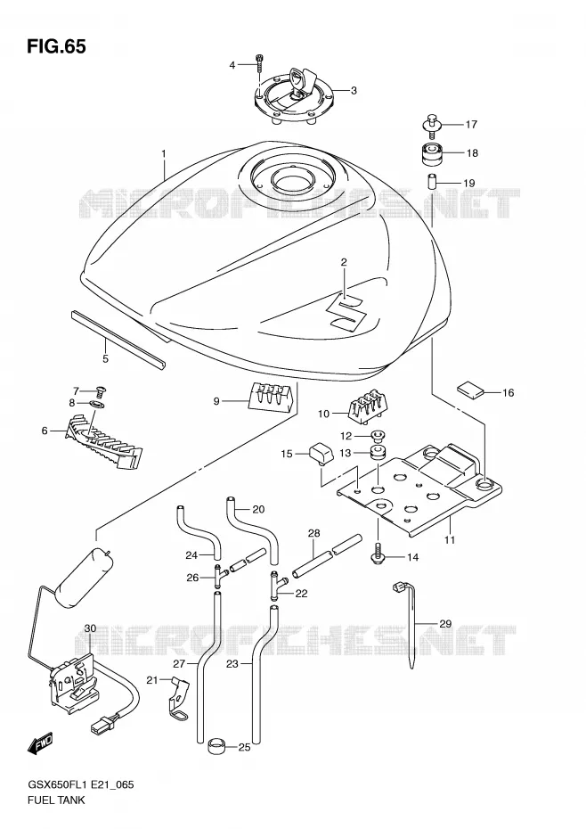 FUEL TANK (GSX650FUL1 E24) Suzuki MOTO 650 GSX-F 2011  GSX650FUAL1(E21)