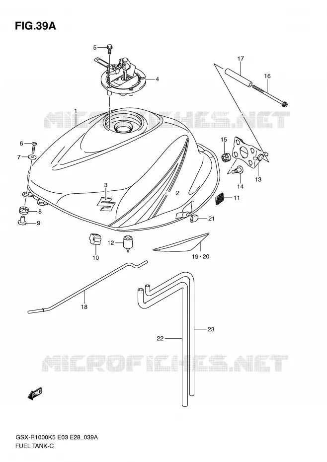 FUEL TANK (MODEL K6) Suzuki MOTO 1000 GSX-R 2005  GSX-R1000 K5 (E33)