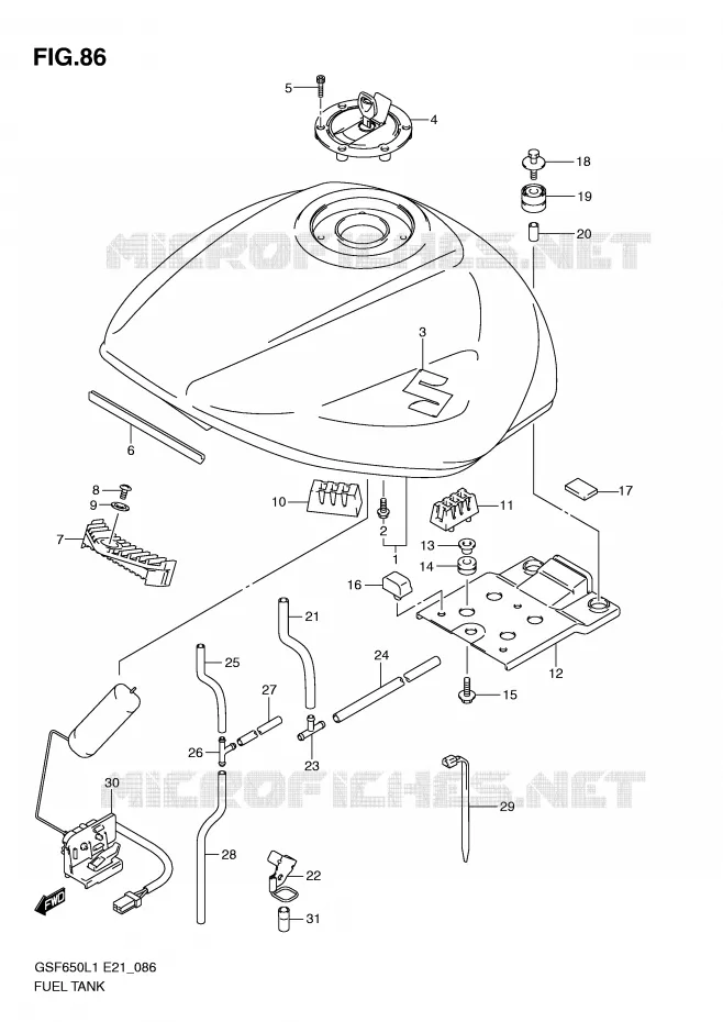 FUEL TANK Suzuki MOTO 650 BANDIT 2011  GSF650AL1(E21)
