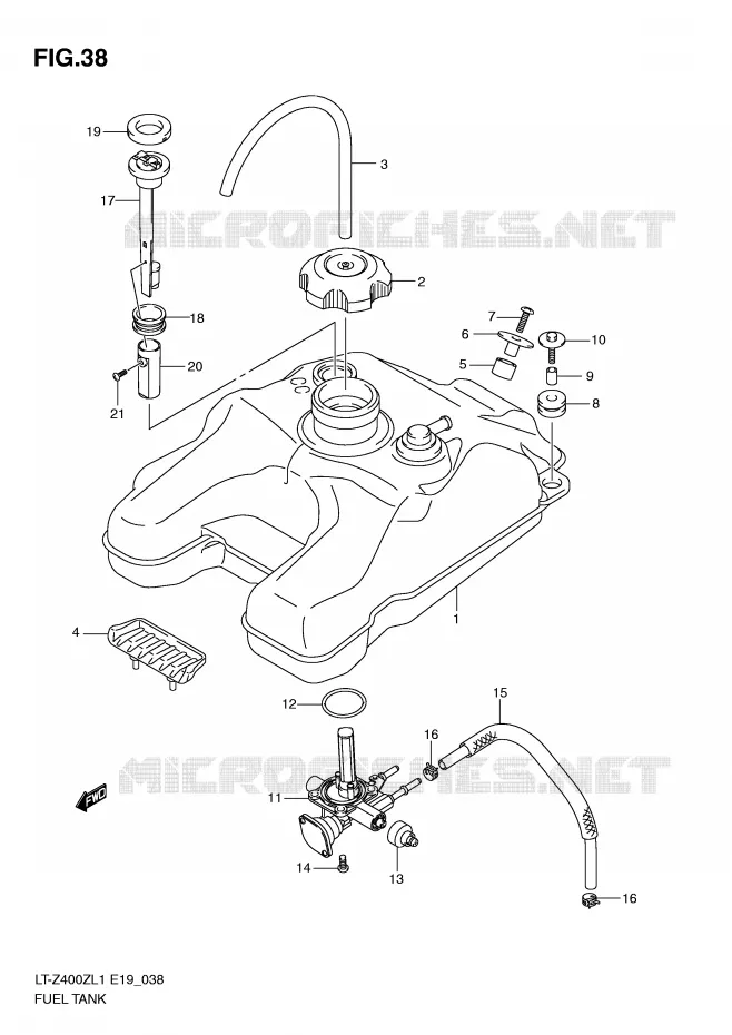 FUEL TANK Suzuki QUAD 400 QUADSPORT 2011  LT-Z400L1(E19)