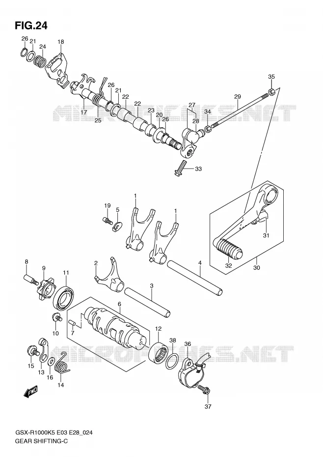 GEAR SHIFTING ASSY Suzuki MOTO 1000 GSX-R 2006  GSX-R1000 K6(E33)