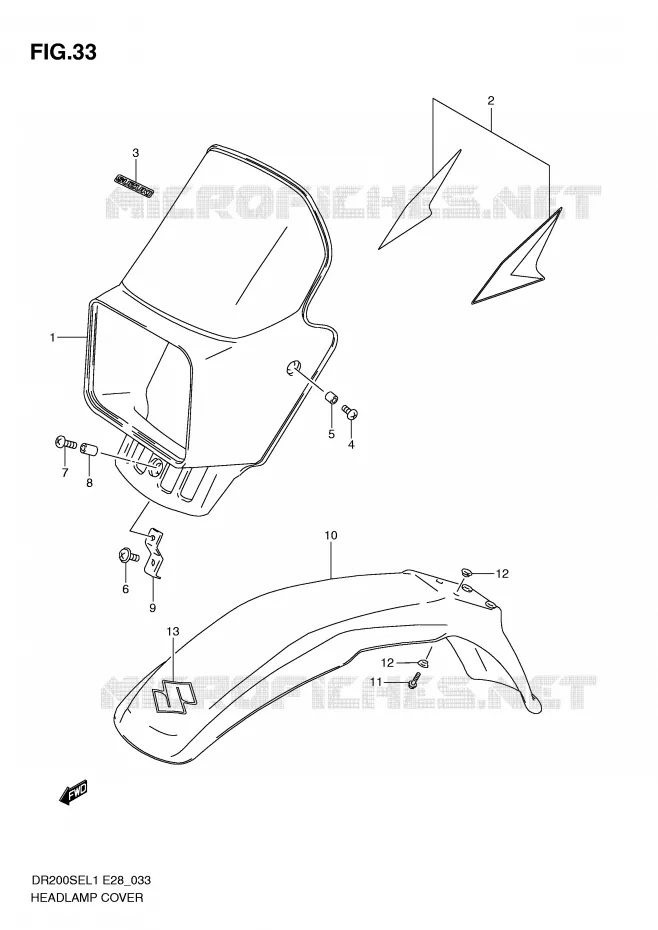 HEADLIGHT COVER Suzuki MOTO 200 DR 2011  DR200SEL1(E28)