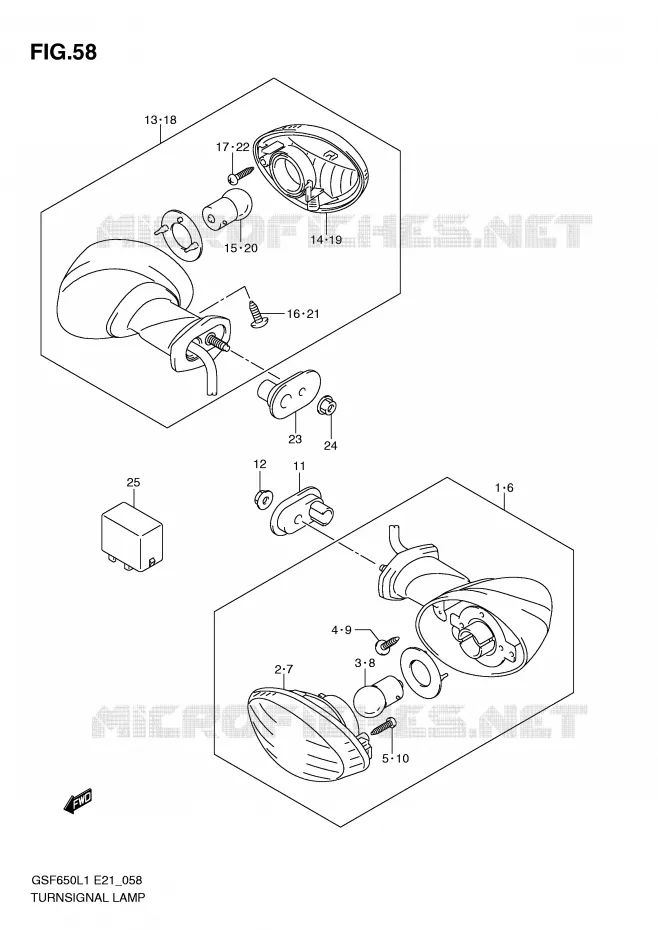 INDICATORS (GSF650L1 E21) Suzuki MOTO 650 BANDIT 2011  GSF650SUAL1(E21)