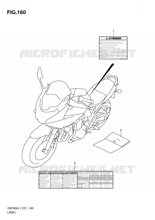 LABEL (GSF650UL1 E21) Suzuki MOTO 650 BANDIT 2011  GSF650SUAL1(E21)