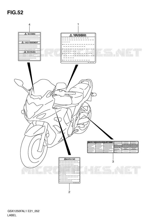 LABEL (GSX1250FAL1 E21) Suzuki MOTO 1250 GSX-F 2011  GSX1250FAL1(E21)