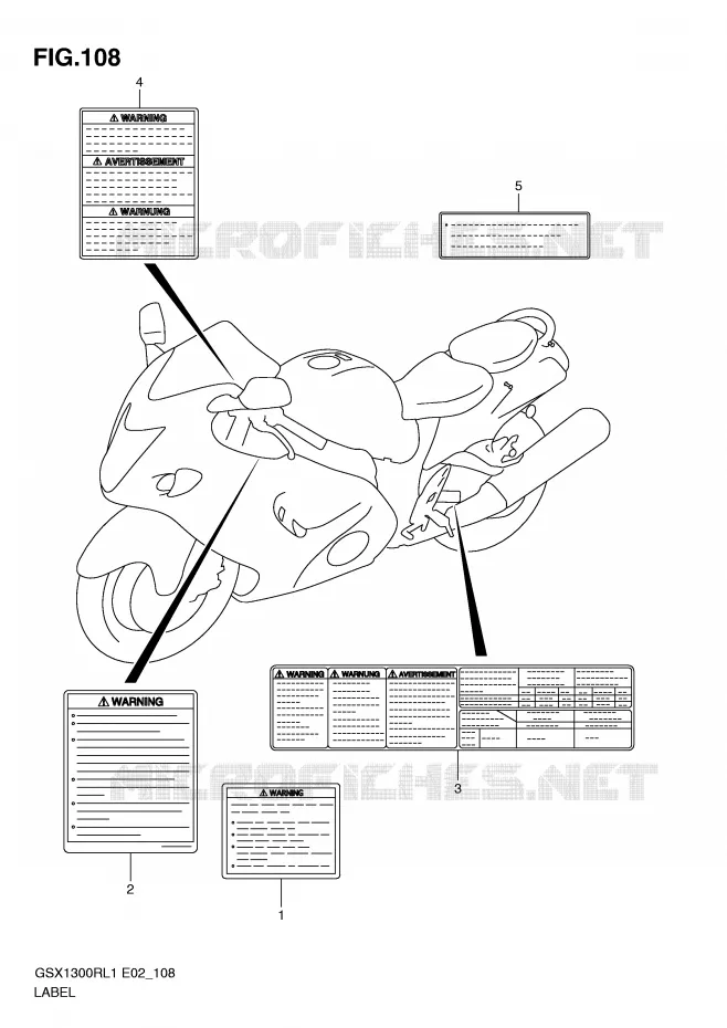 LABEL (GSX1300RL1 E2) Suzuki MOTO 1300 HAYABUSA 2011  GSX1300RL1(E2)