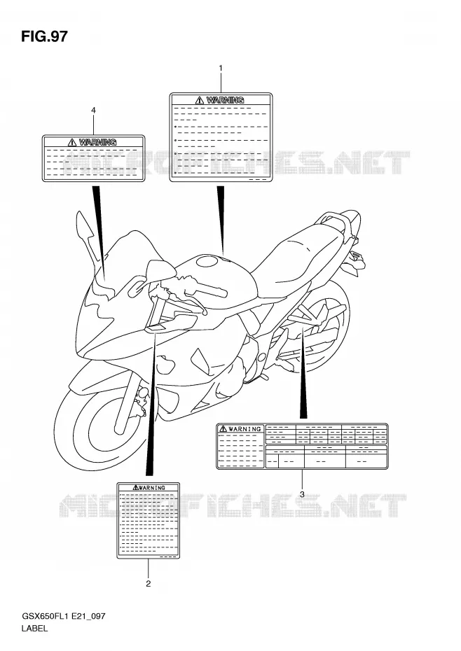 LABEL (GSX650FL1 E21) Suzuki MOTO 650 GSX-F 2011  GSX650FUL1(E21)