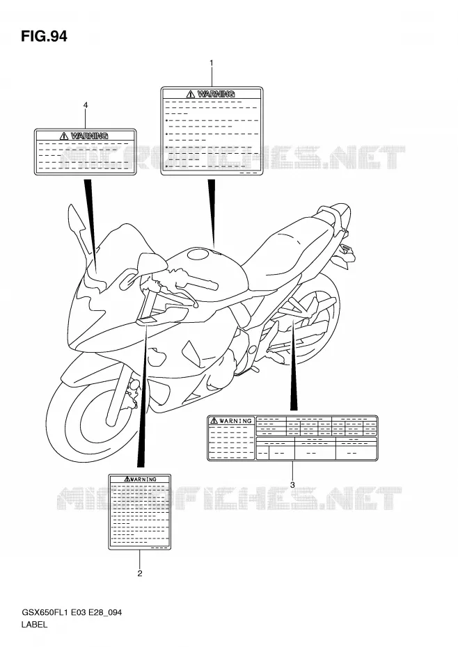 LABEL (GSX650FL1 E28) Suzuki MOTO 650 GSX-F 2011  GSX650FAL1(E3/E28)