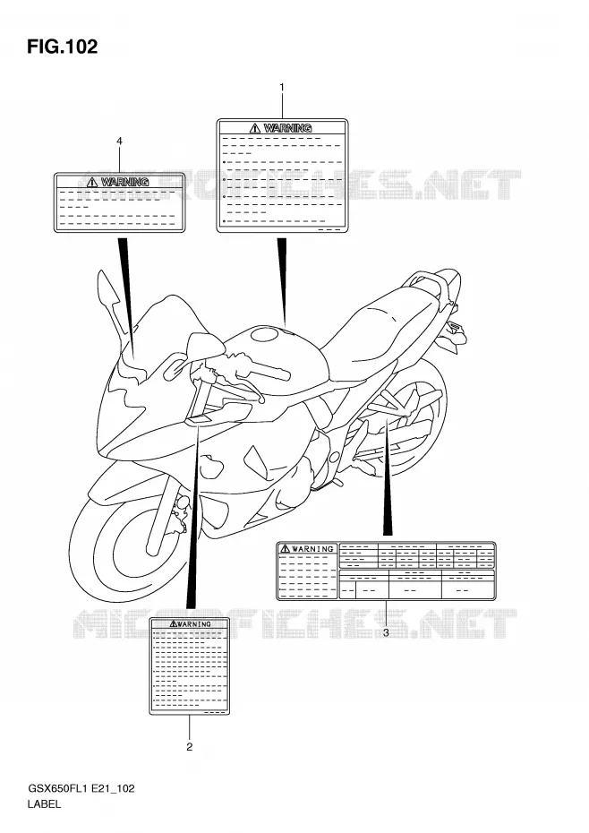 LABEL (GSX650FUAL1 E21) Suzuki MOTO 650 GSX-F 2011  GSX650FUAL1(E21)