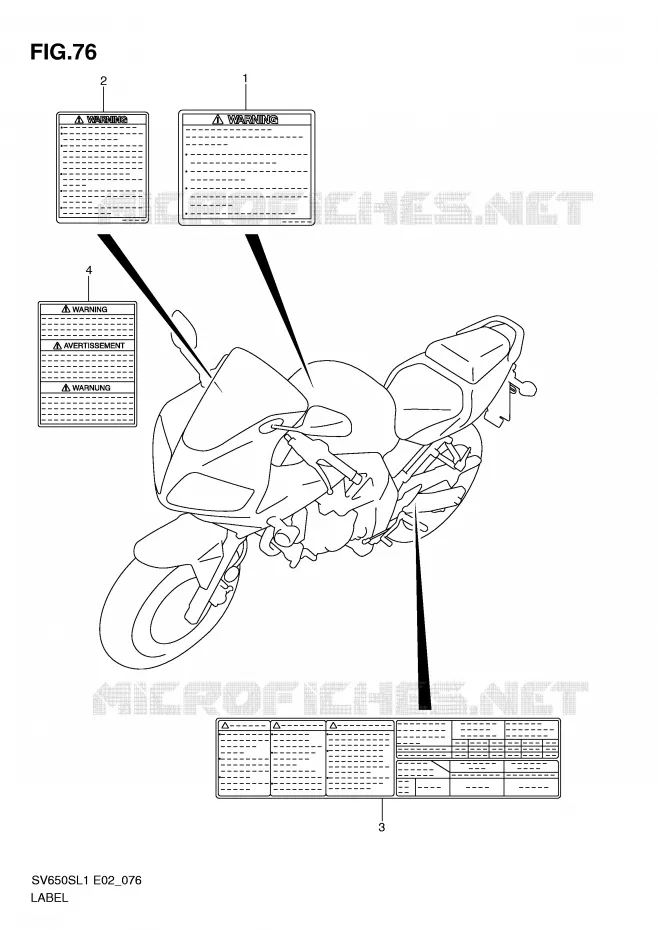LABEL (SV650SL1 E2) Suzuki MOTO 650 SV 2011  SV650SAL1(E2)