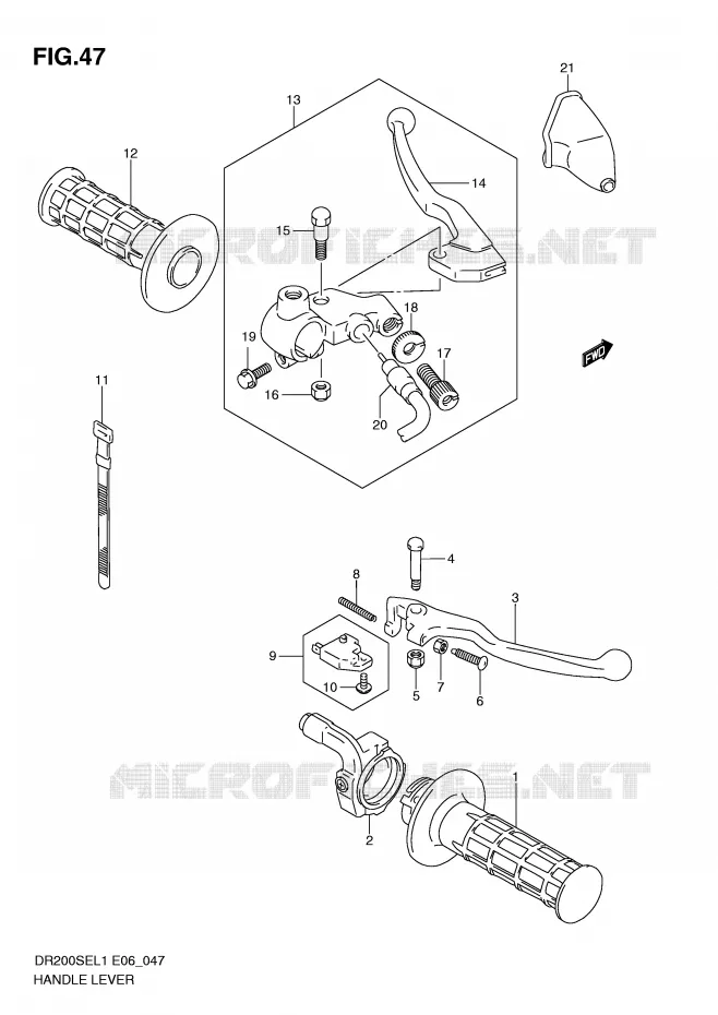 LEVERS - HANDGRIPS (DR200SEL1 E6) Suzuki MOTO 200 DR 2011  DR200SEL1(E6)