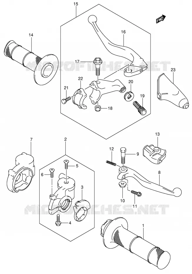 LEVERS - HANDGRIPS Suzuki MOTO 125 RM 2002  RM125 K2 (E02,E04,E24)