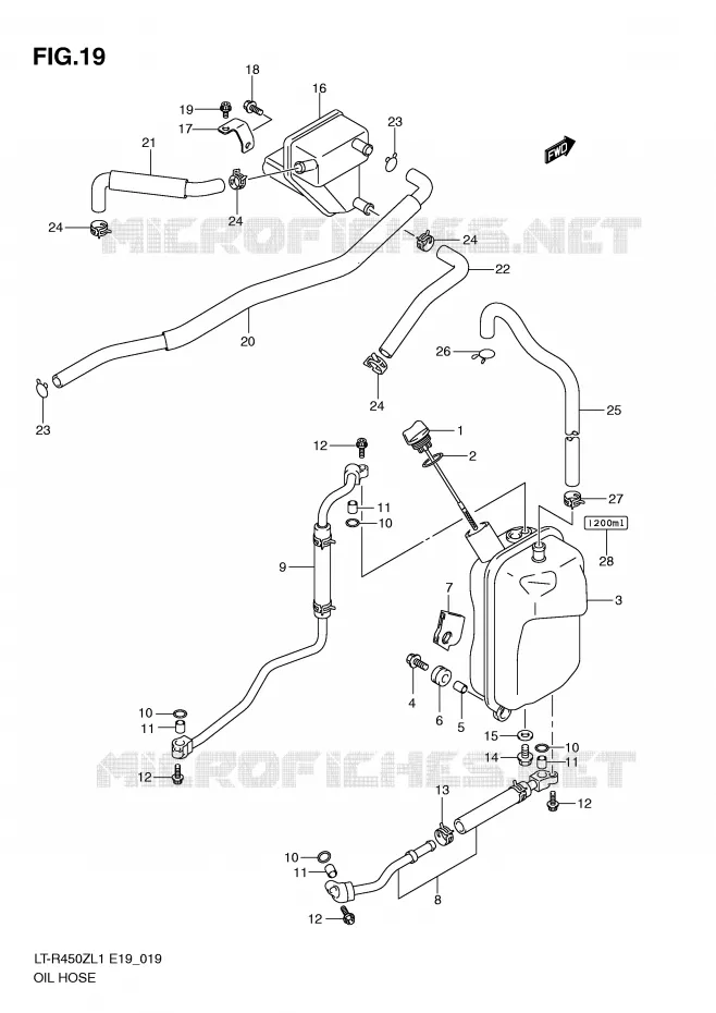 OIL HOSE Suzuki QUAD 450 QUADRACER 2011  LT-R450ZL1(E19)