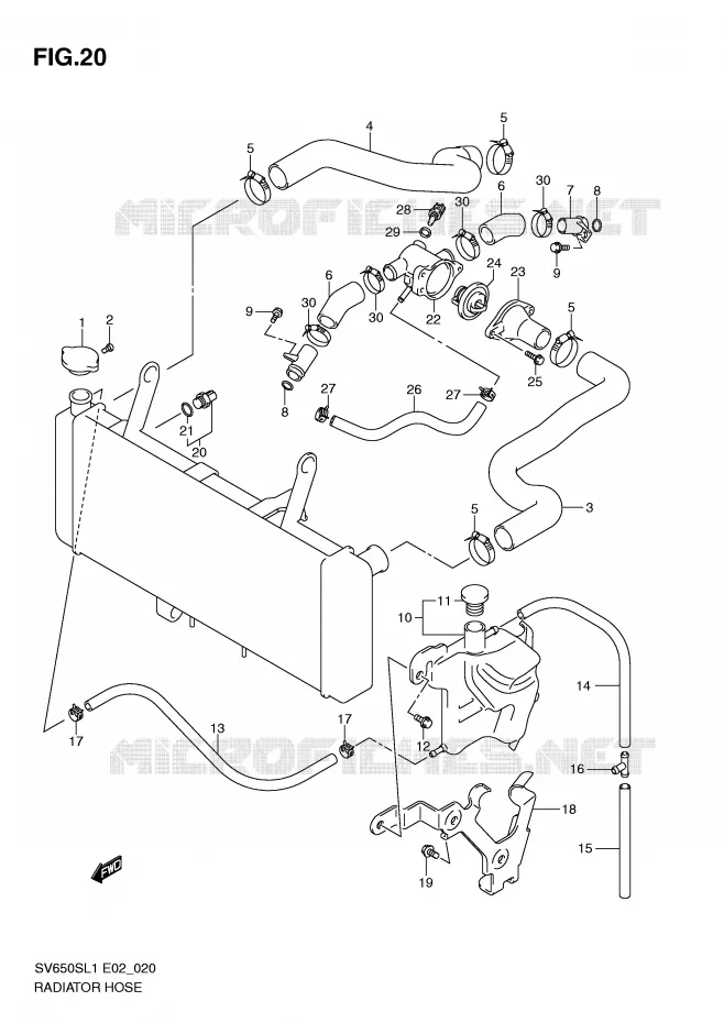 RADIATOR HOSE - EXPANSION TANK Suzuki MOTO 650 SV 2011  SV650SAL1(E2)