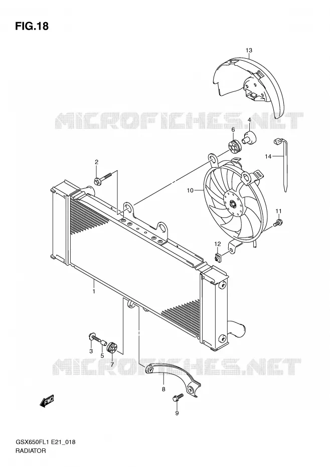 RADIATOR Suzuki MOTO 650 GSX-F 2011  GSX650FUL1(E21)