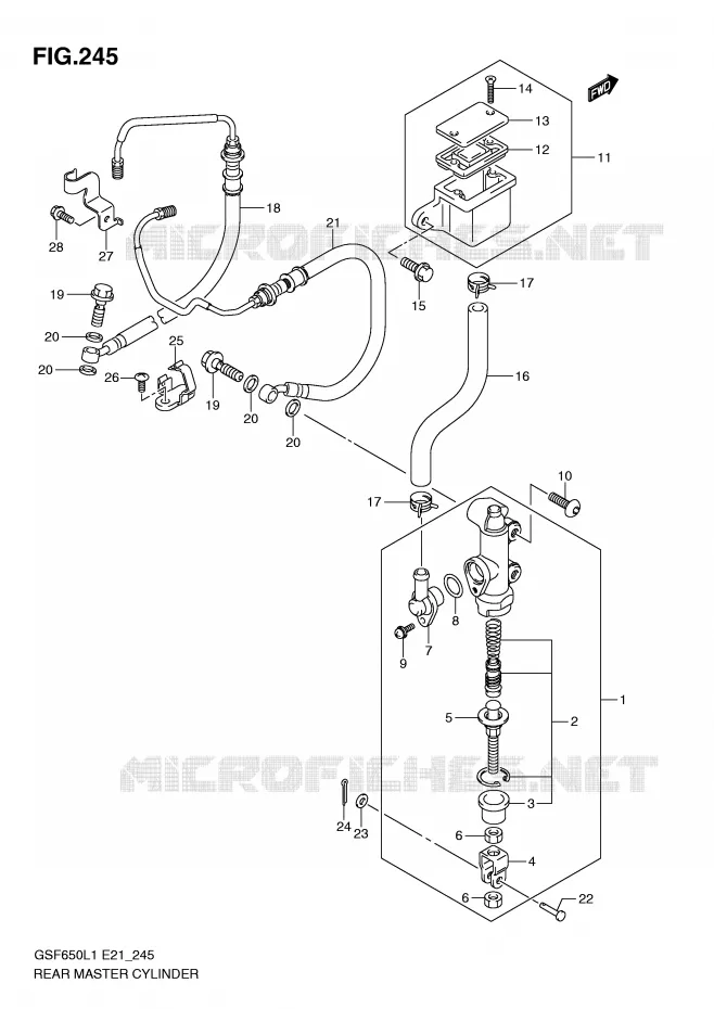 REAR BRAKE MASTER CYLINDER (GSF650SAL1 E21) Suzuki MOTO 650 BANDIT 2011  GSF650SAL1(E21)